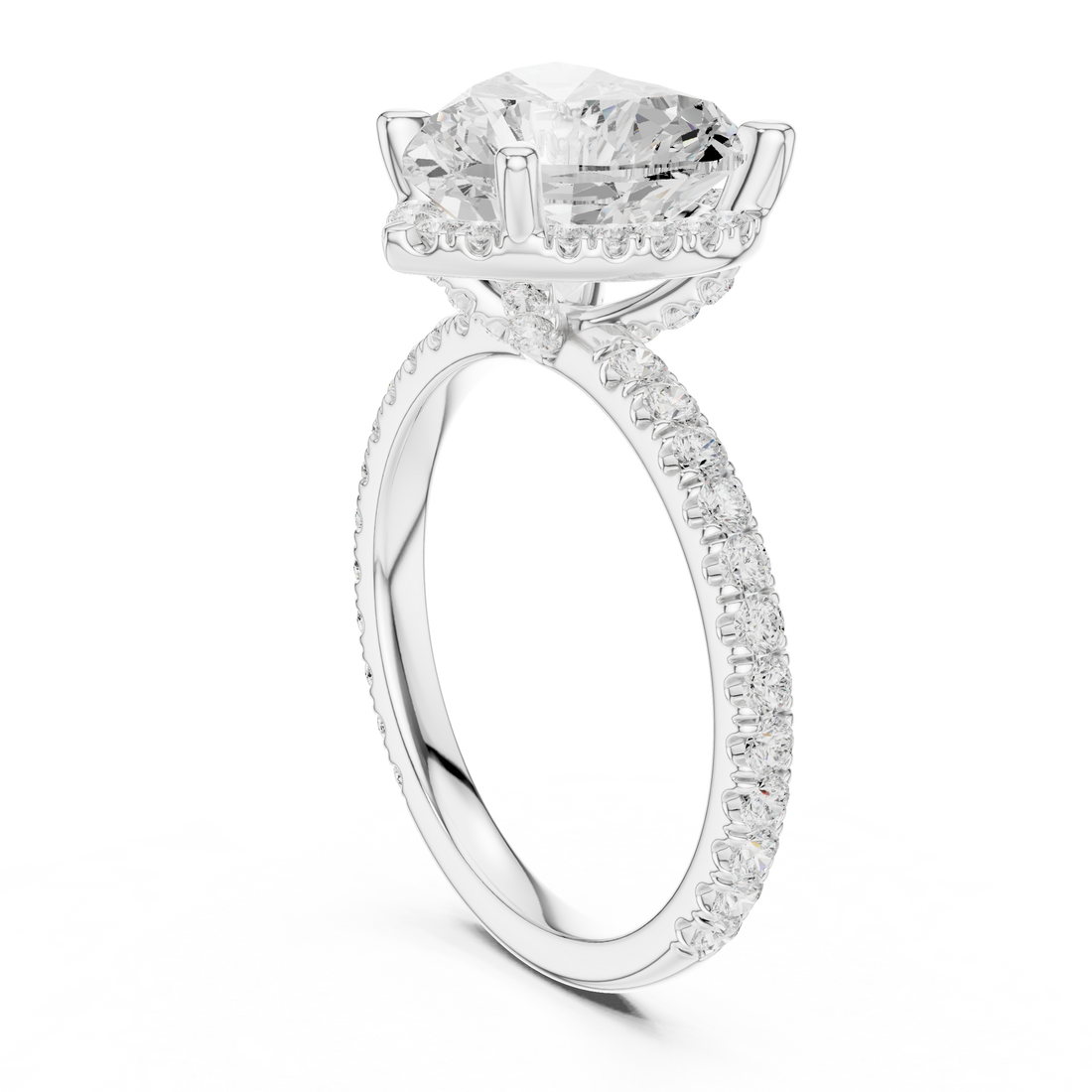 DDLR-172-HR - Solitaire Heart Ring - White Gold
