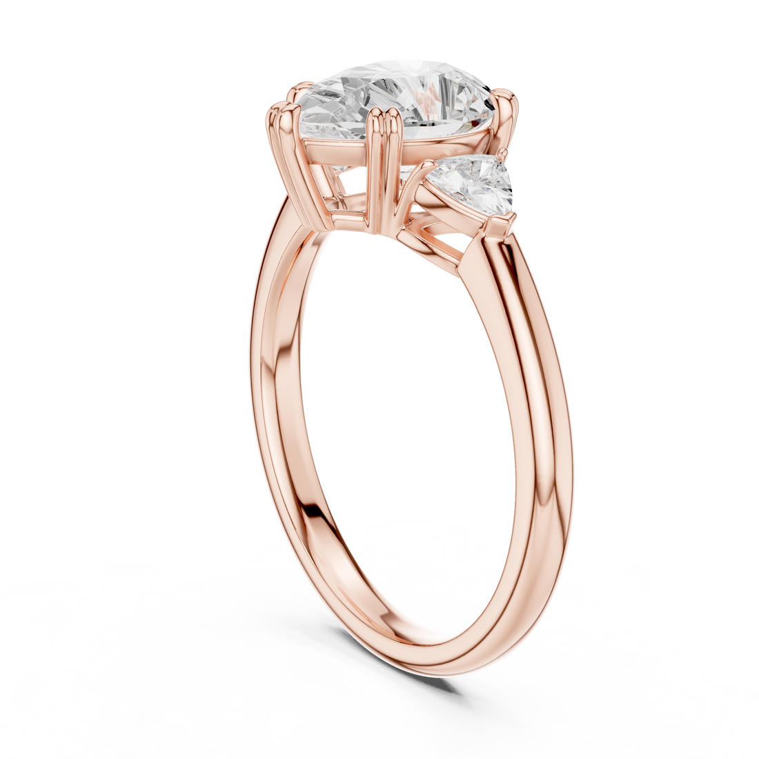 DDLR-033-PE - Three Stone Pear Ring - White Gold