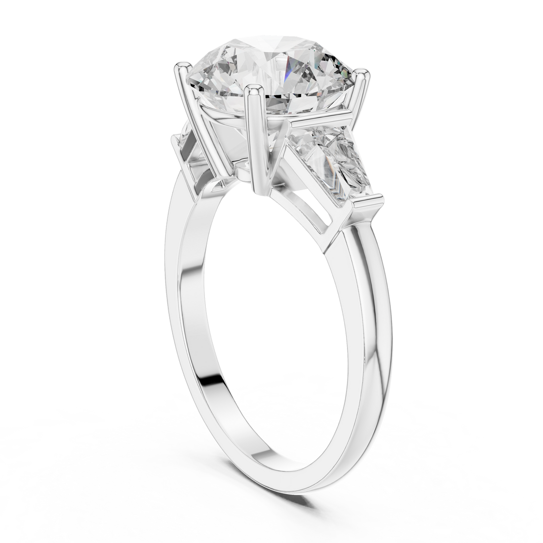 LR-0048 - Three Stone Round Ring - White Gold
