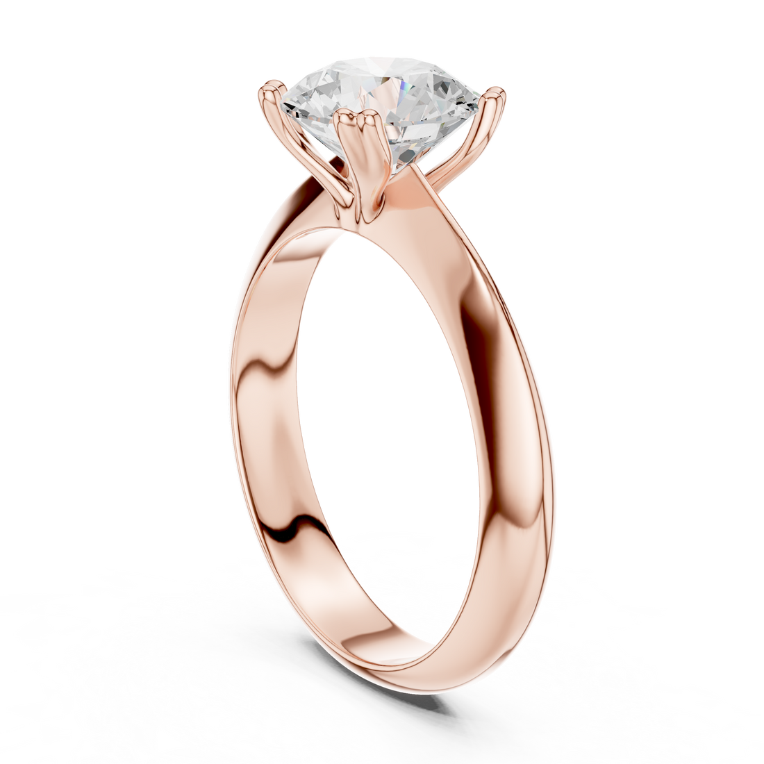 DDLR-147-RD - Solitaire Round Ring - White Gold