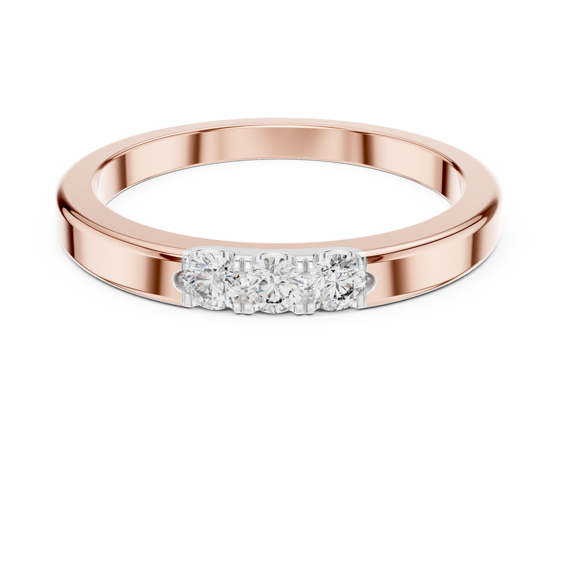Three Stone Ring - Round | 12#10013@L - Rose Gold