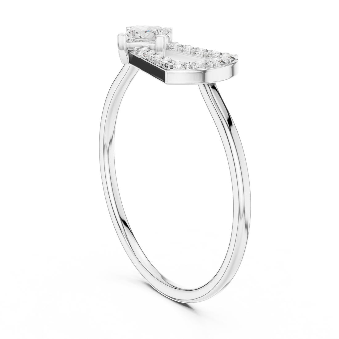 HLR-195 - Fashion Princess Ring - White Gold
