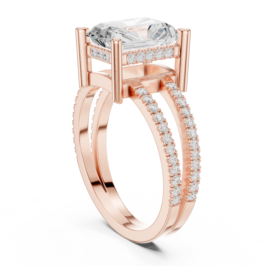 13 RA - Split Shank Radiant Ring - White Gold