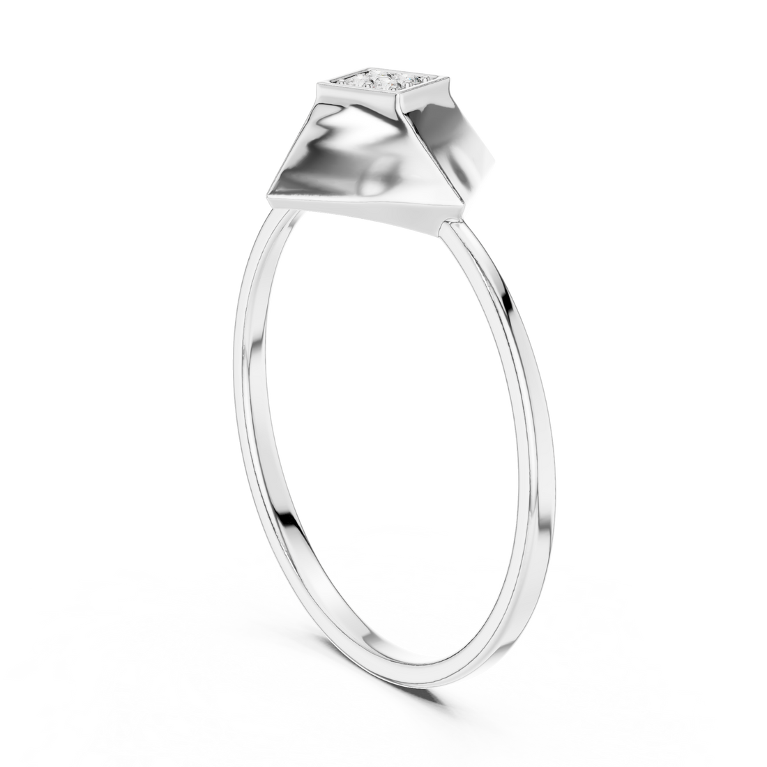 1 (211) - Fashion Round Ring - White Gold
