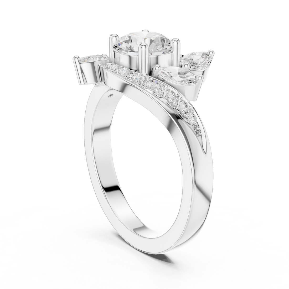 DDLR-436 - Bypass Round Ring - White Gold