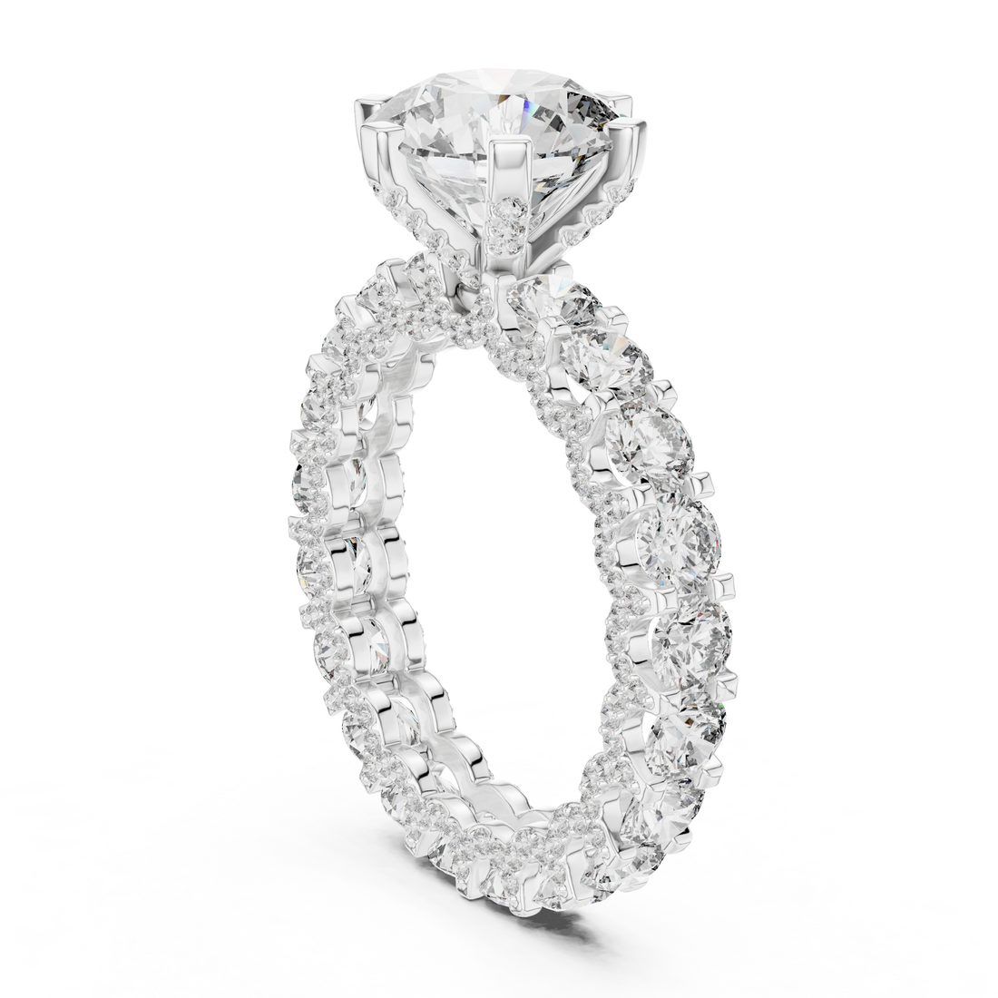 9#10054L - Solitaire Round Ring - White Gold