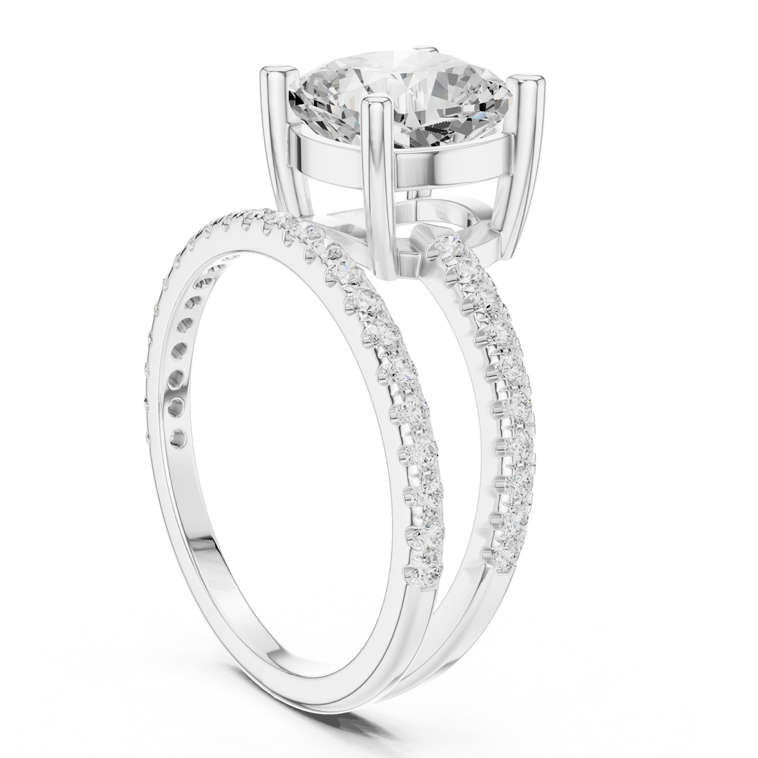 39 CUS - Split Shank Cushion Ring - White Gold
