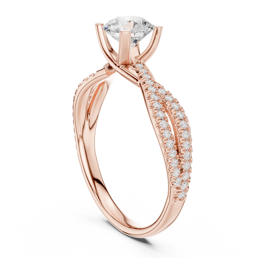 LR-0333 - Solitaire Round Ring - White Gold