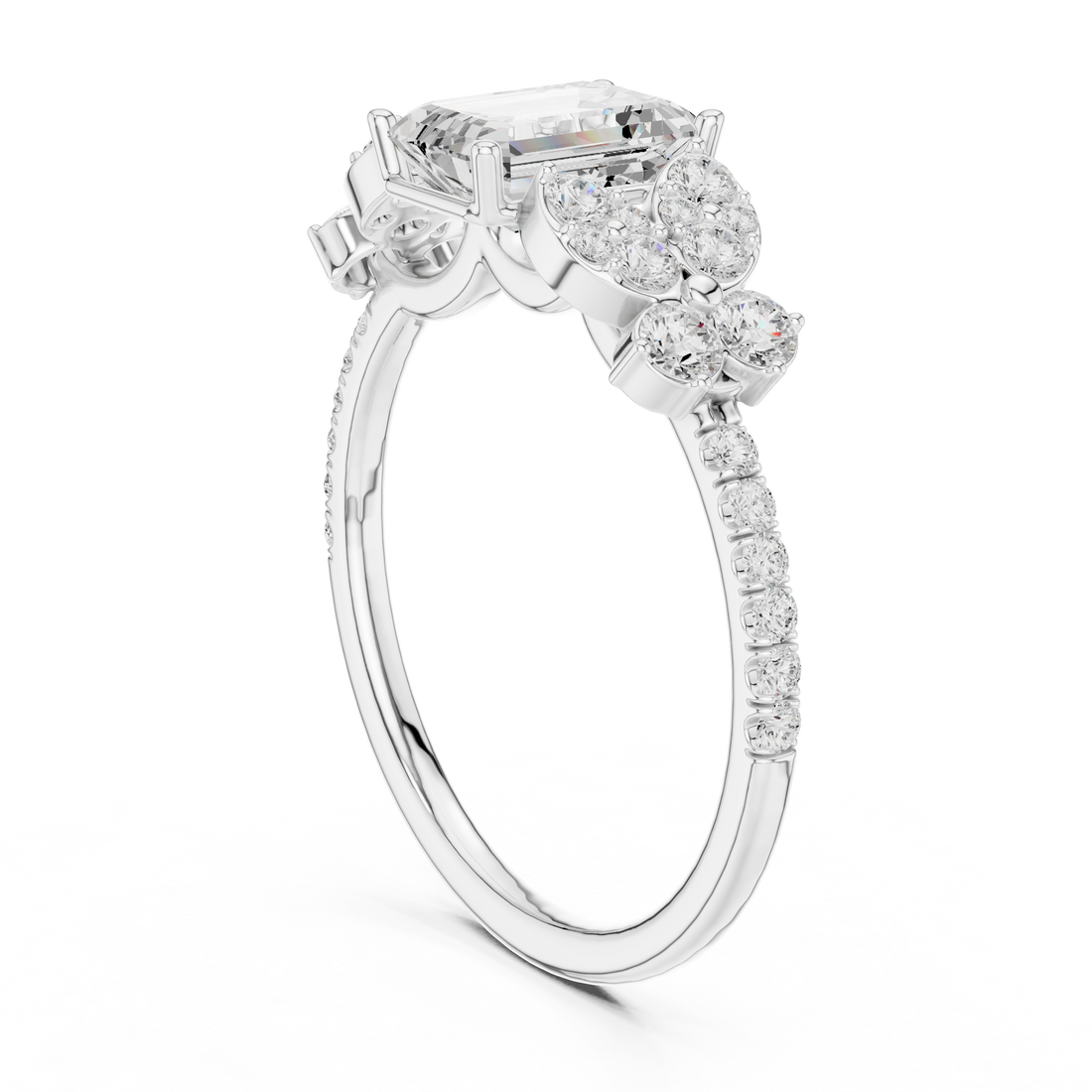 DDLR-1069 - Fashion Emerald Ring - White Gold