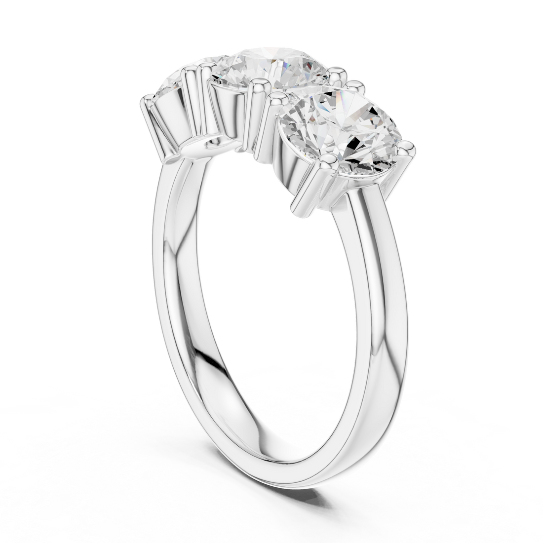 DDLR-613 - Three Stone Round Ring - White Gold