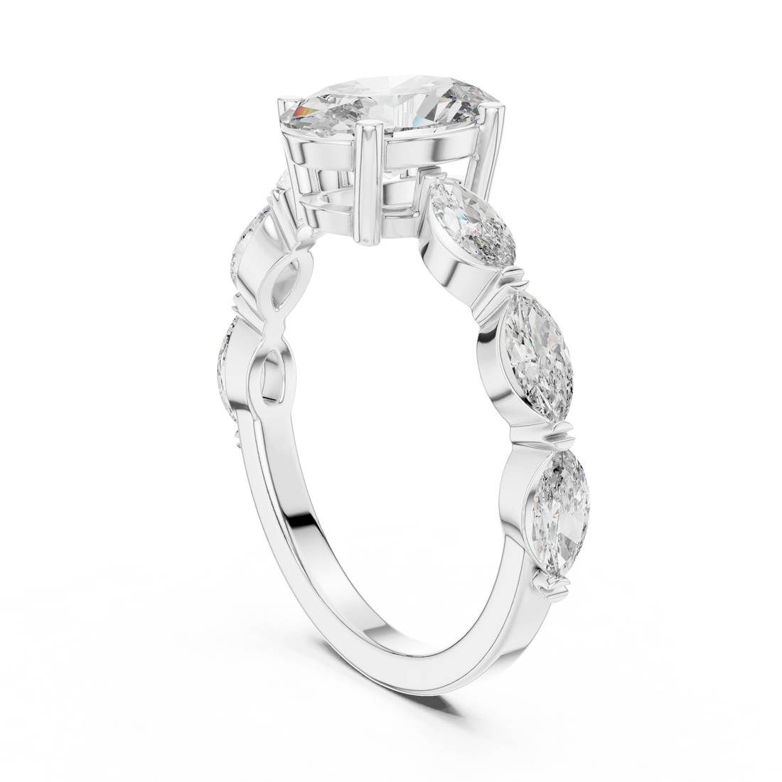 DDLR-180 - Solitaire Oval Ring - White Gold