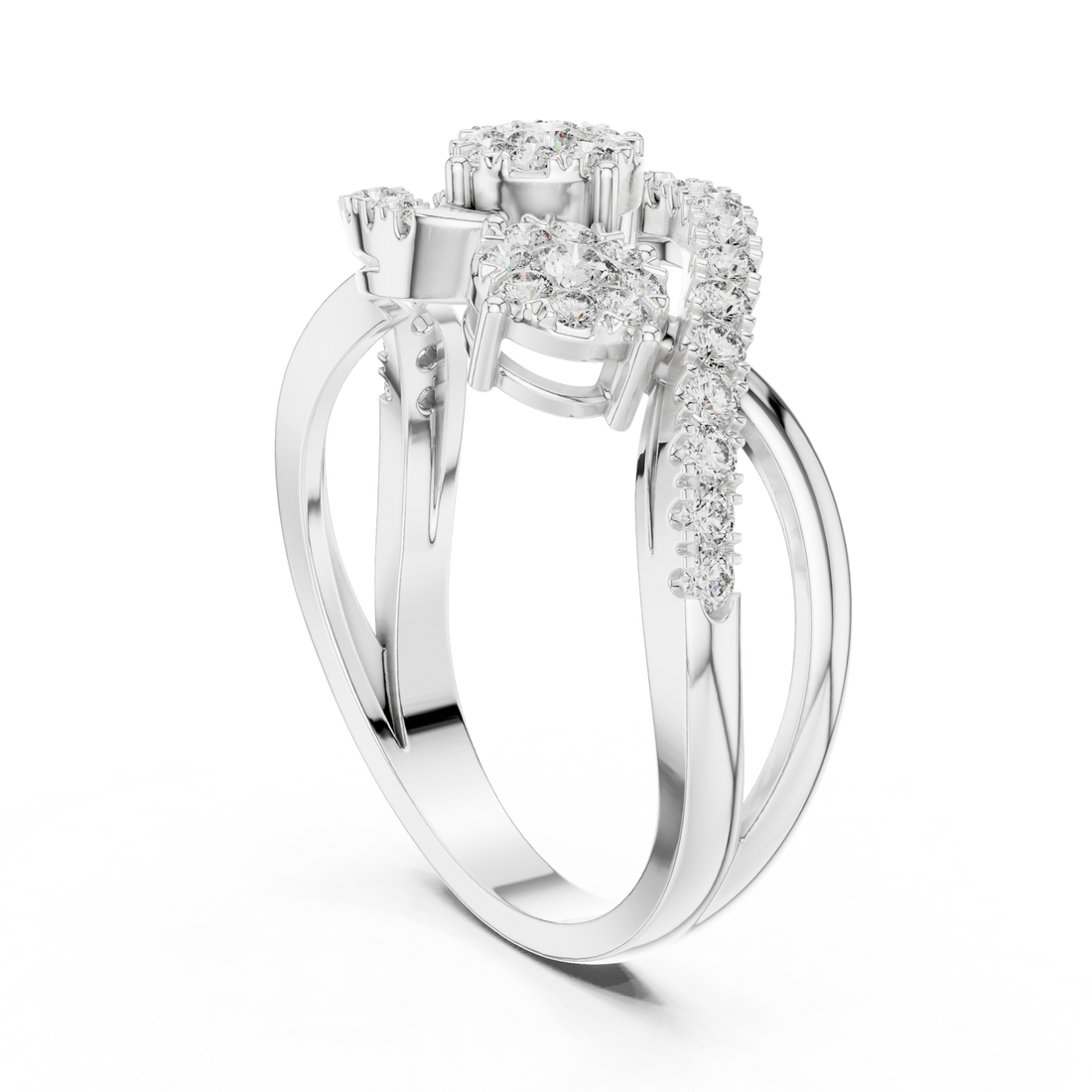 19#120021L - Fashion Round Ring - White Gold