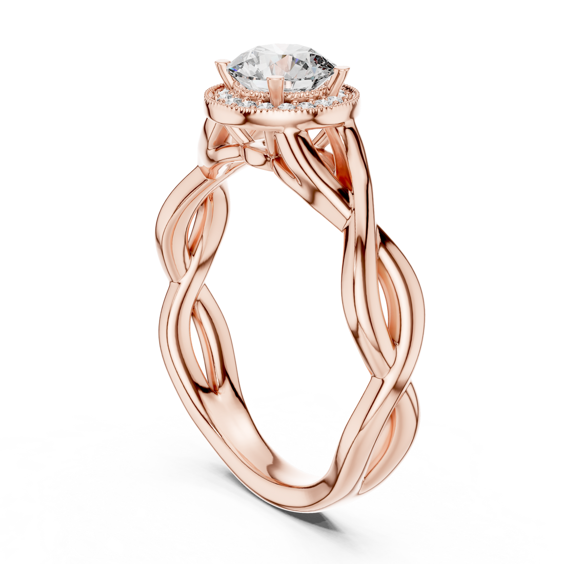 LR-0208 - Halo Round Ring - White Gold