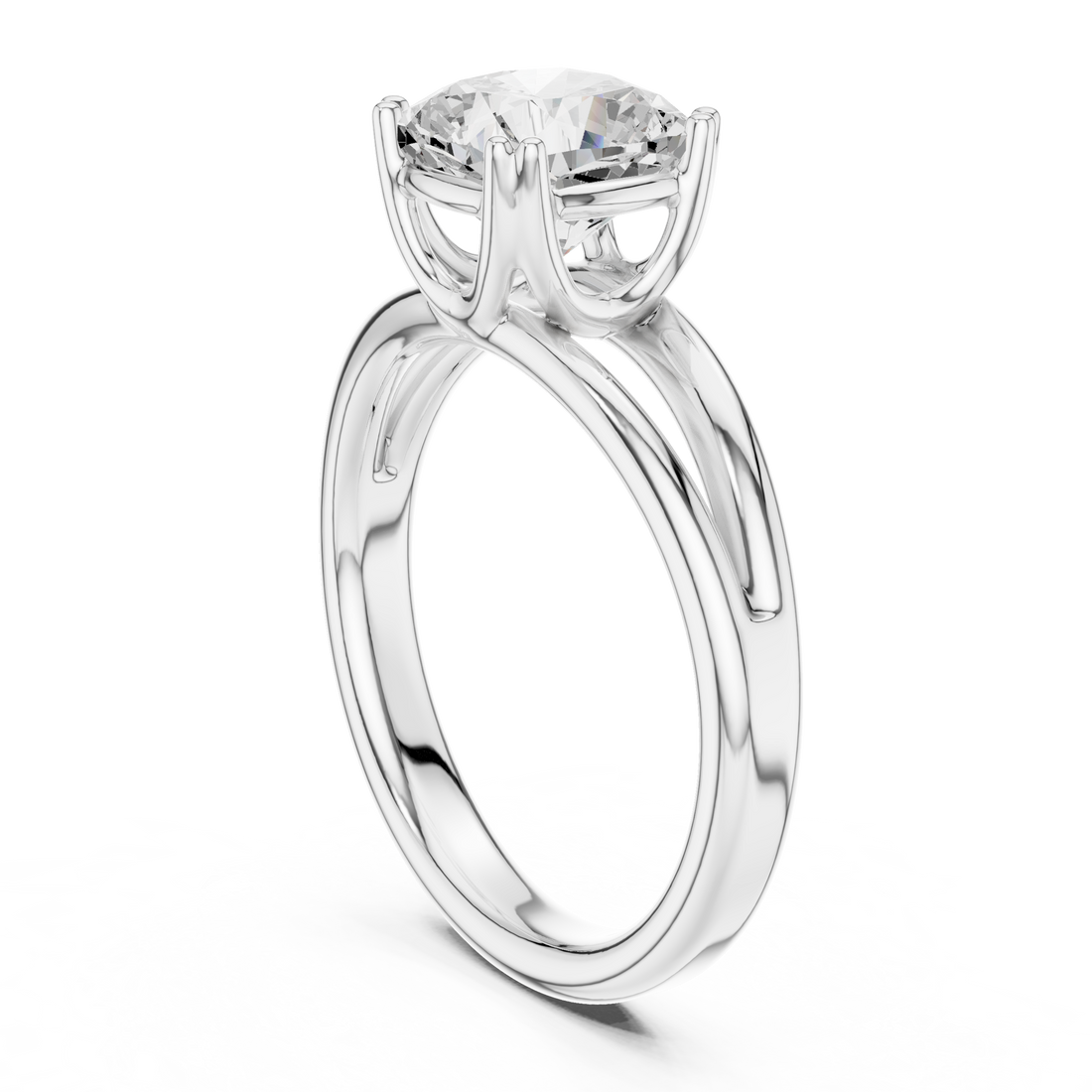 DDLR-094-CU - Solitaire Cushion Ring - White Gold