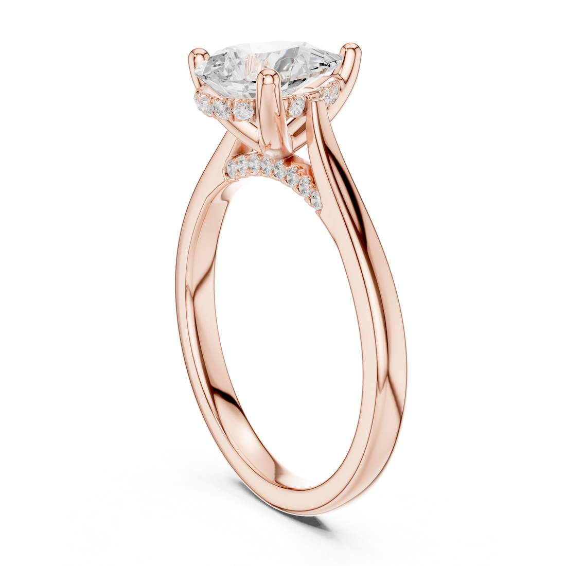 DDLR-163-R00837-PE - Solitaire Pear Ring - White Gold