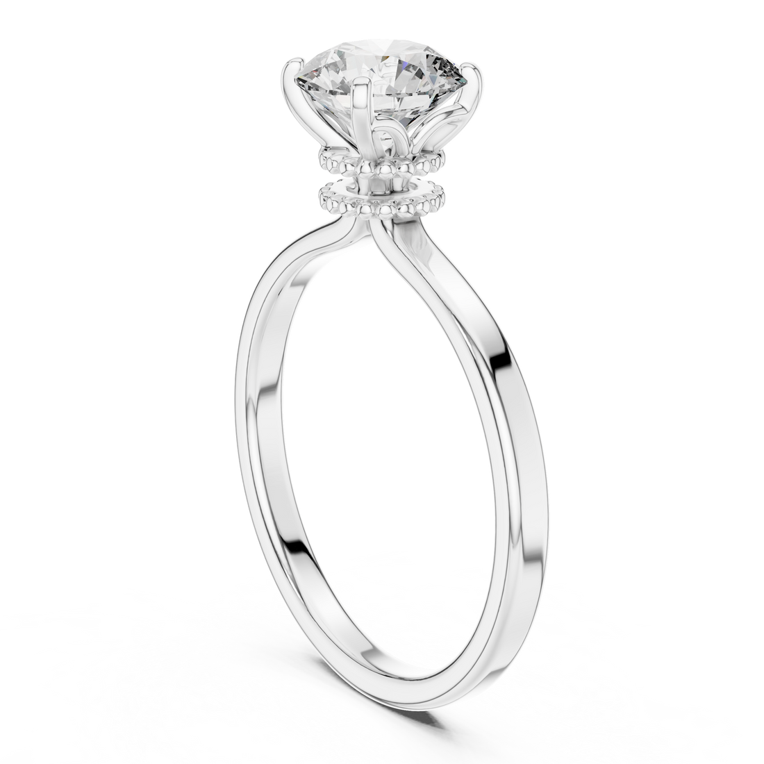 LR-0015 - Solitaire Round Ring - White Gold