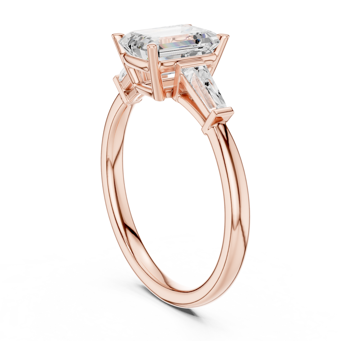 DDLR-287 - EM - Three Stone Emerald Ring - White Gold
