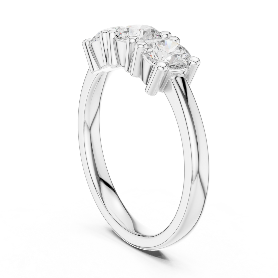 DDLR-610 - Three Stone Round Ring - White Gold