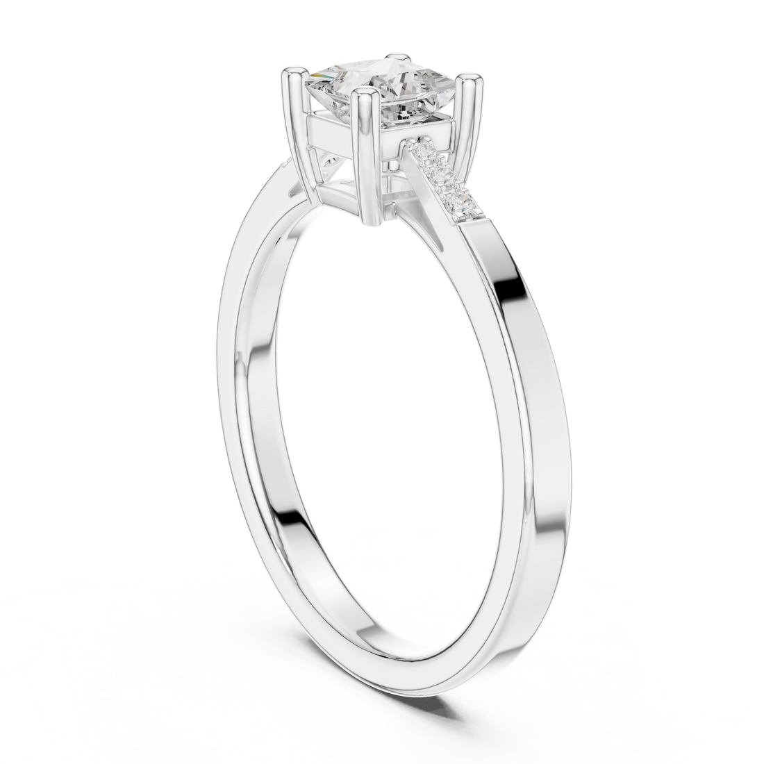DDLR-491 - Solitaire Princess Ring - White Gold
