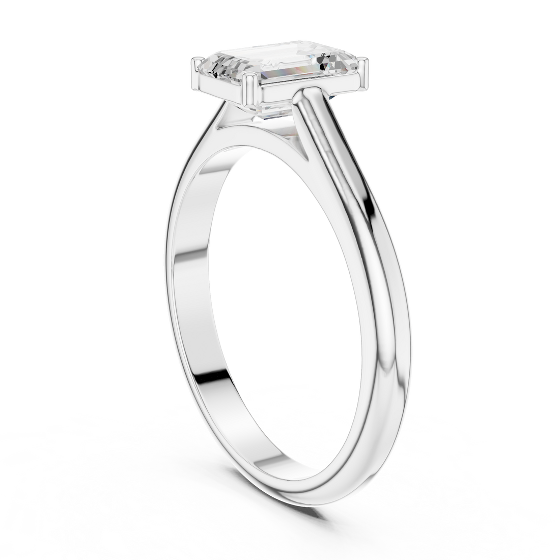 DDLR-1077 - Solitaire Emerald Ring - White Gold