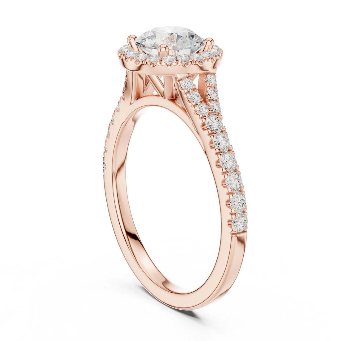 DDLR-914 - Halo Round Ring - White Gold