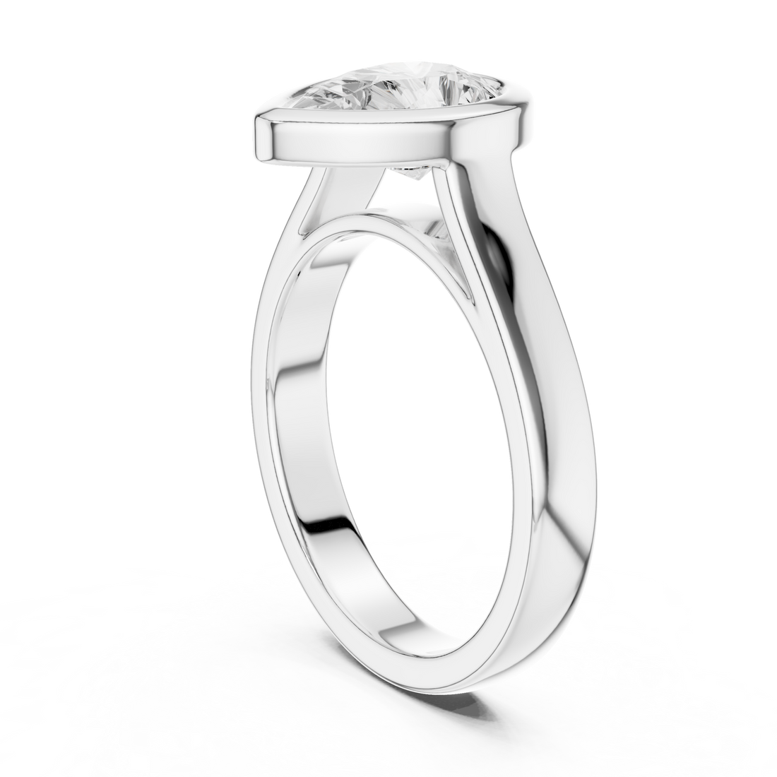 DDLR-092-PE - Solitaire Pear Ring - White Gold