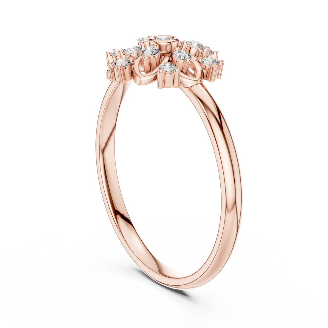 1 (446) - Fashion Round Ring - White Gold