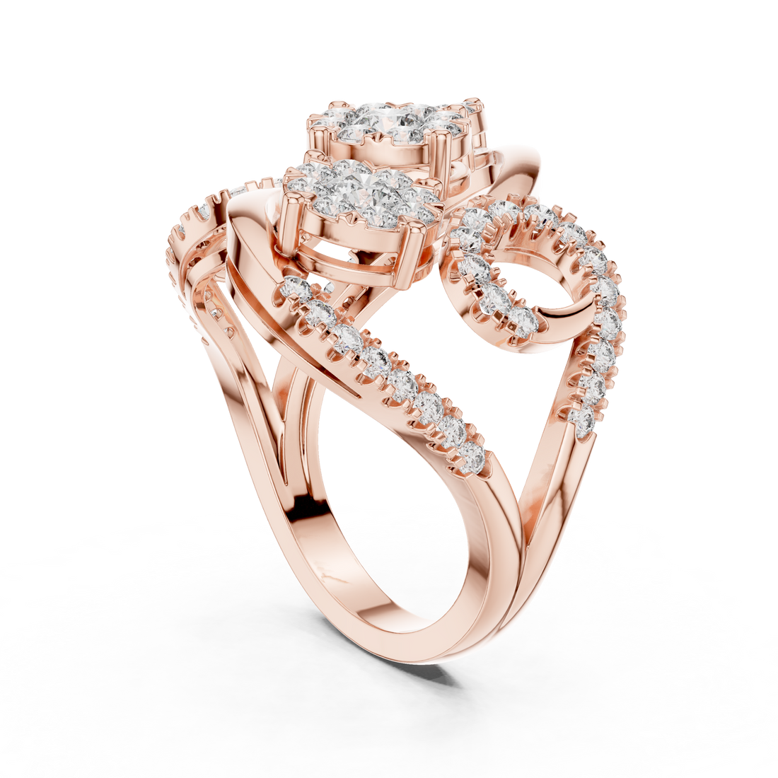 19#120002L - Fashion Round Ring - White Gold