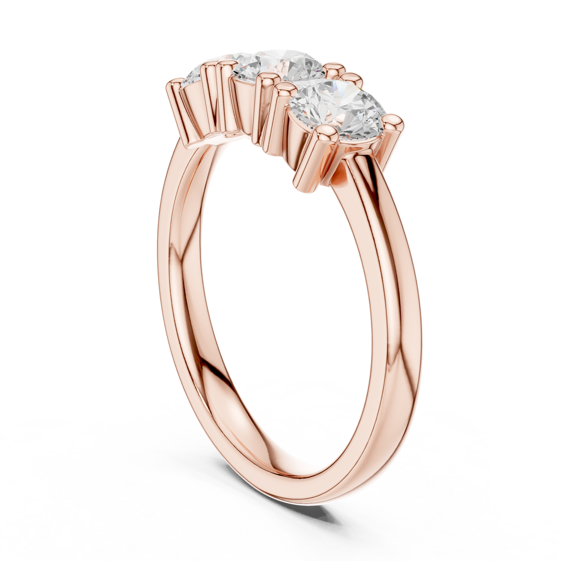 DDLR-610 - Three Stone Round Ring - White Gold