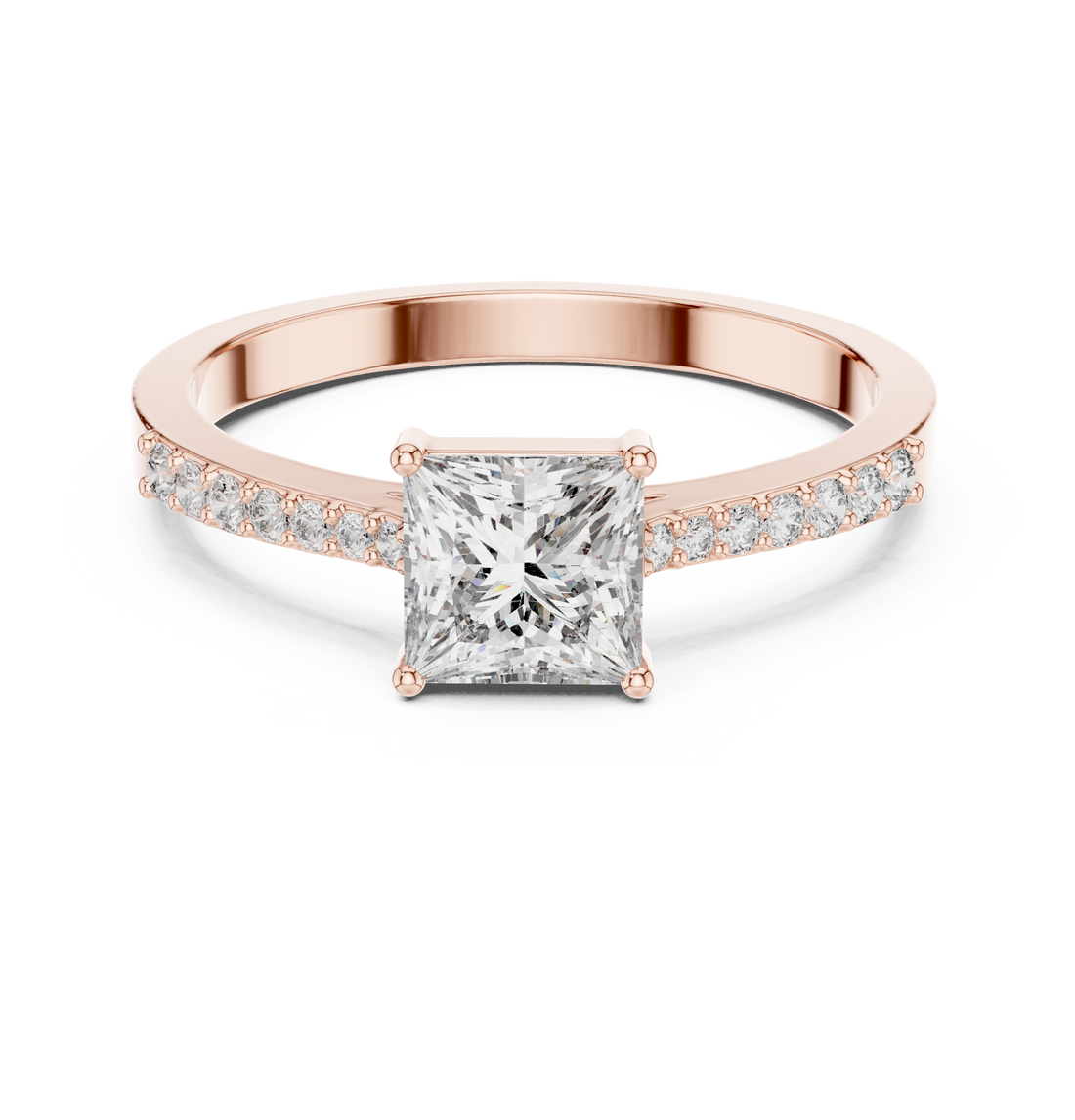 Solitaire Ring - Princess | ALR-166 - Rose Gold