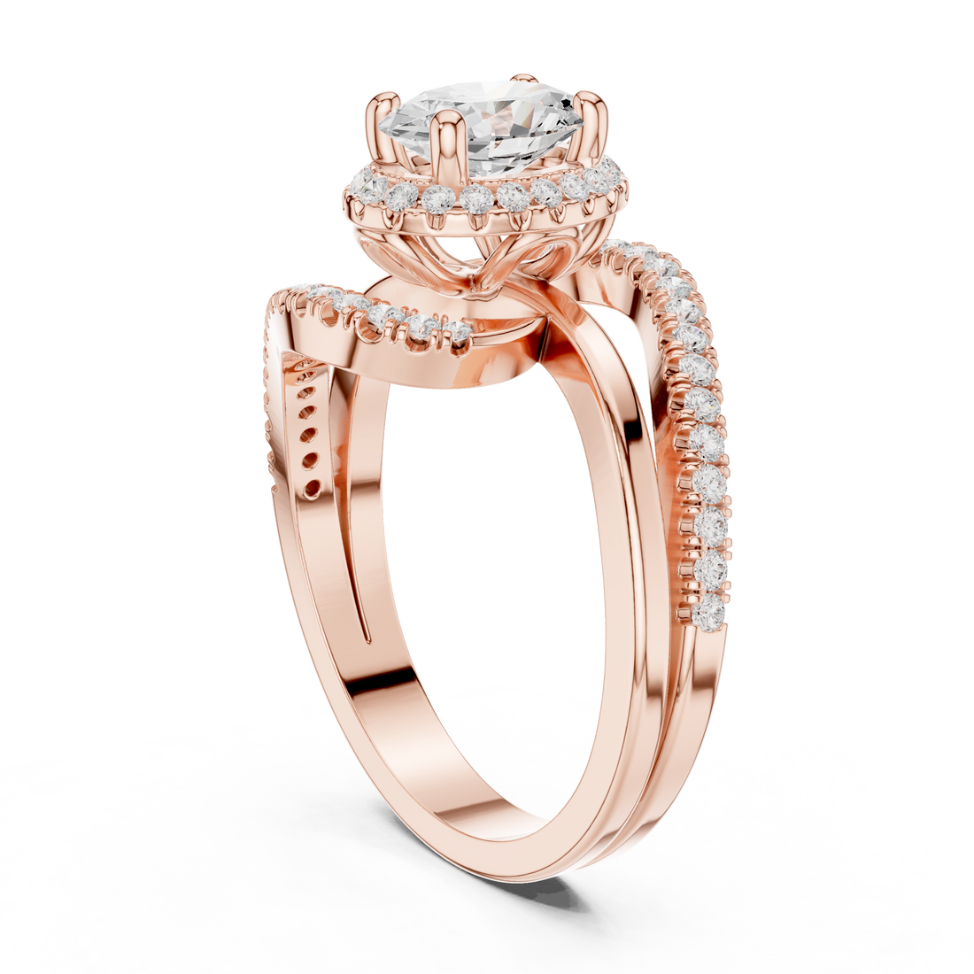 DDLR-319 - Halo Oval Ring - White Gold