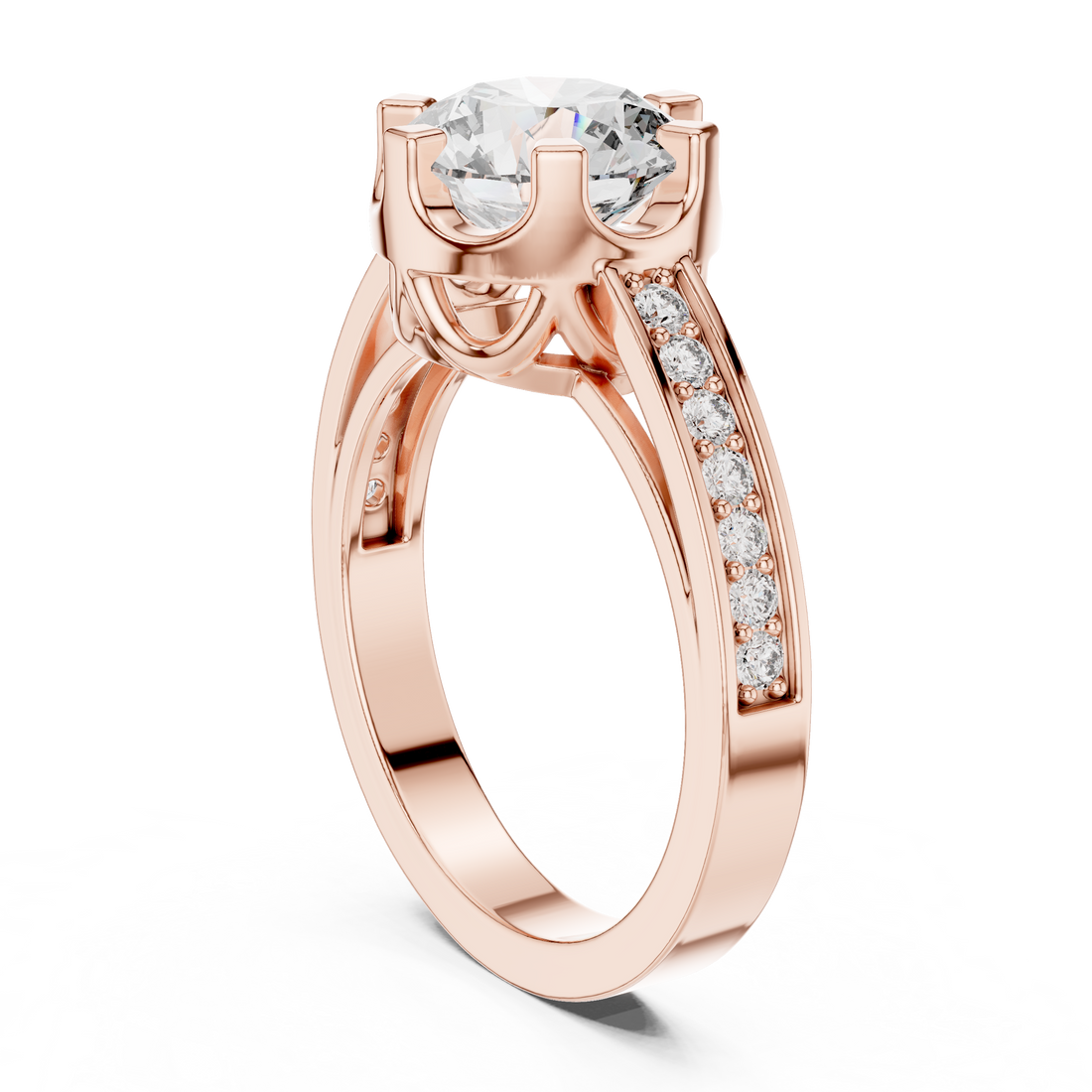 9#10053L - Solitaire Round Ring - White Gold