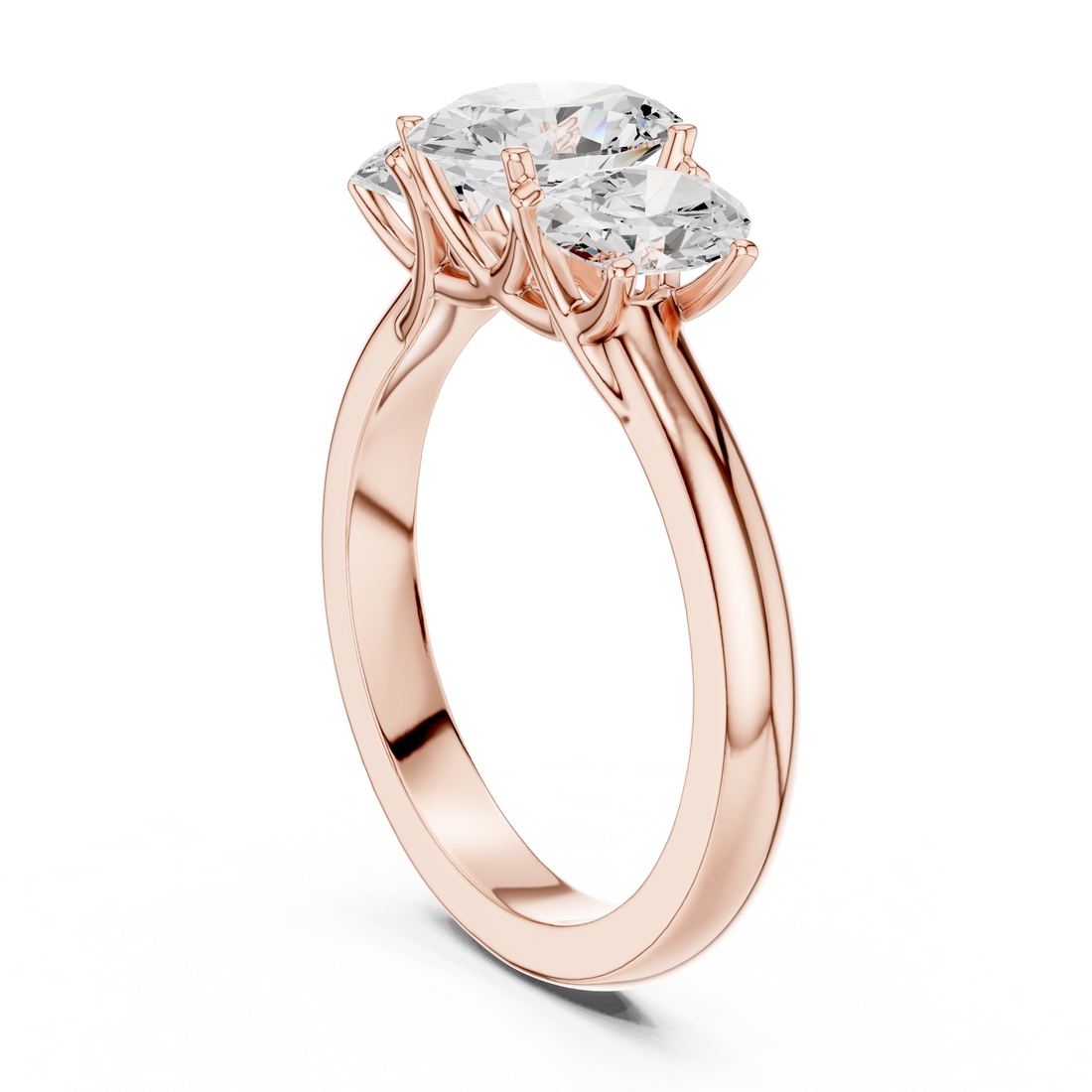 DDLR-1053 - Three Stone Oval Ring - White Gold