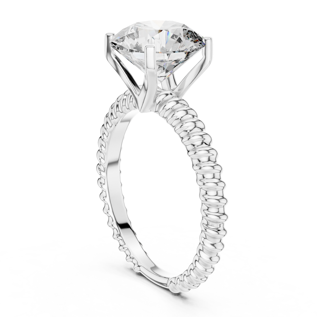 LR-0026 - Solitaire Round Ring - White Gold