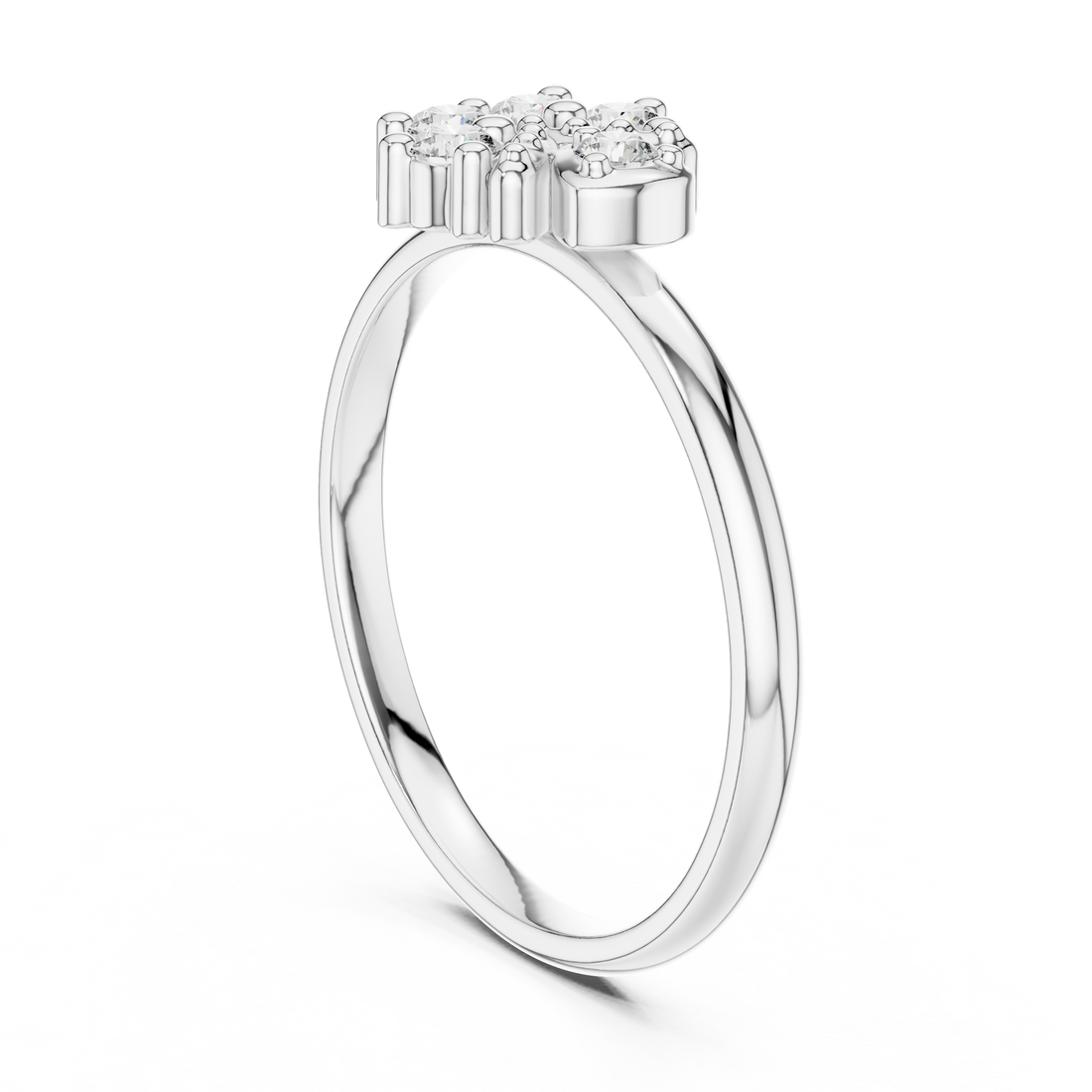 1 (452) - Fashion Round Ring - White Gold