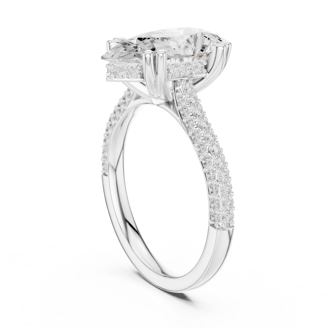 DDLR-957 - Solitaire Pear Ring - White Gold