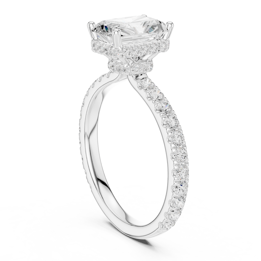 DDLR-165 -RA - Solitaire Radiant Ring - White Gold