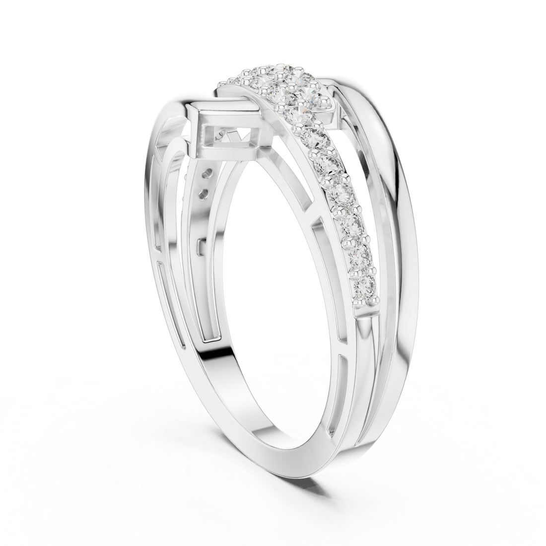 9#10064L - Bypass None Ring - White Gold