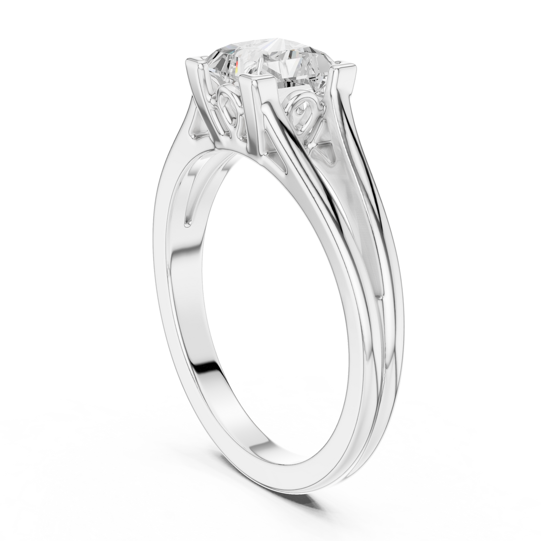 DDLR-892 - Split Shank Princess Ring - White Gold