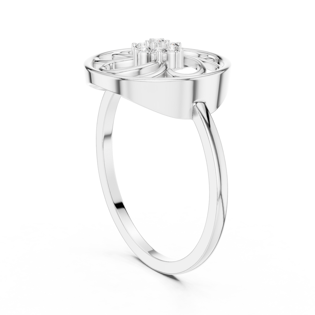 DR-6231 - Fashion Round Ring - White Gold