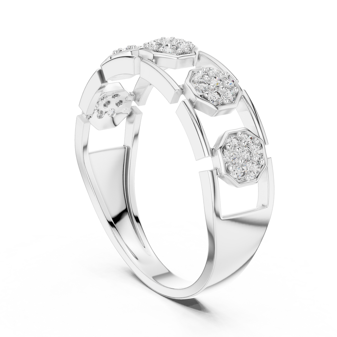 LR-01 (15) - Fashion Round Ring - White Gold