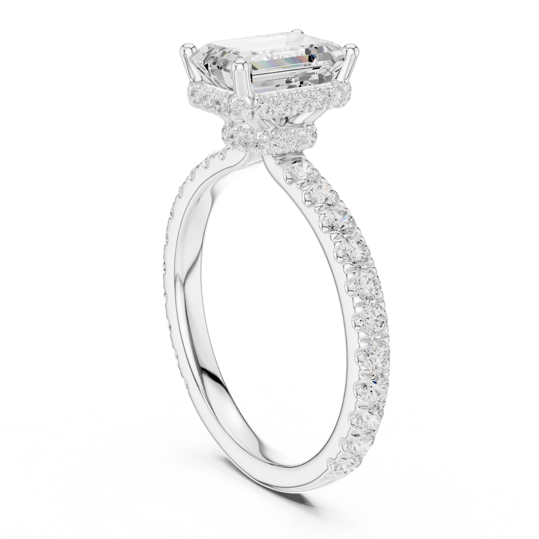 DDLR-165 -EM - Halo Emerald Ring - White Gold