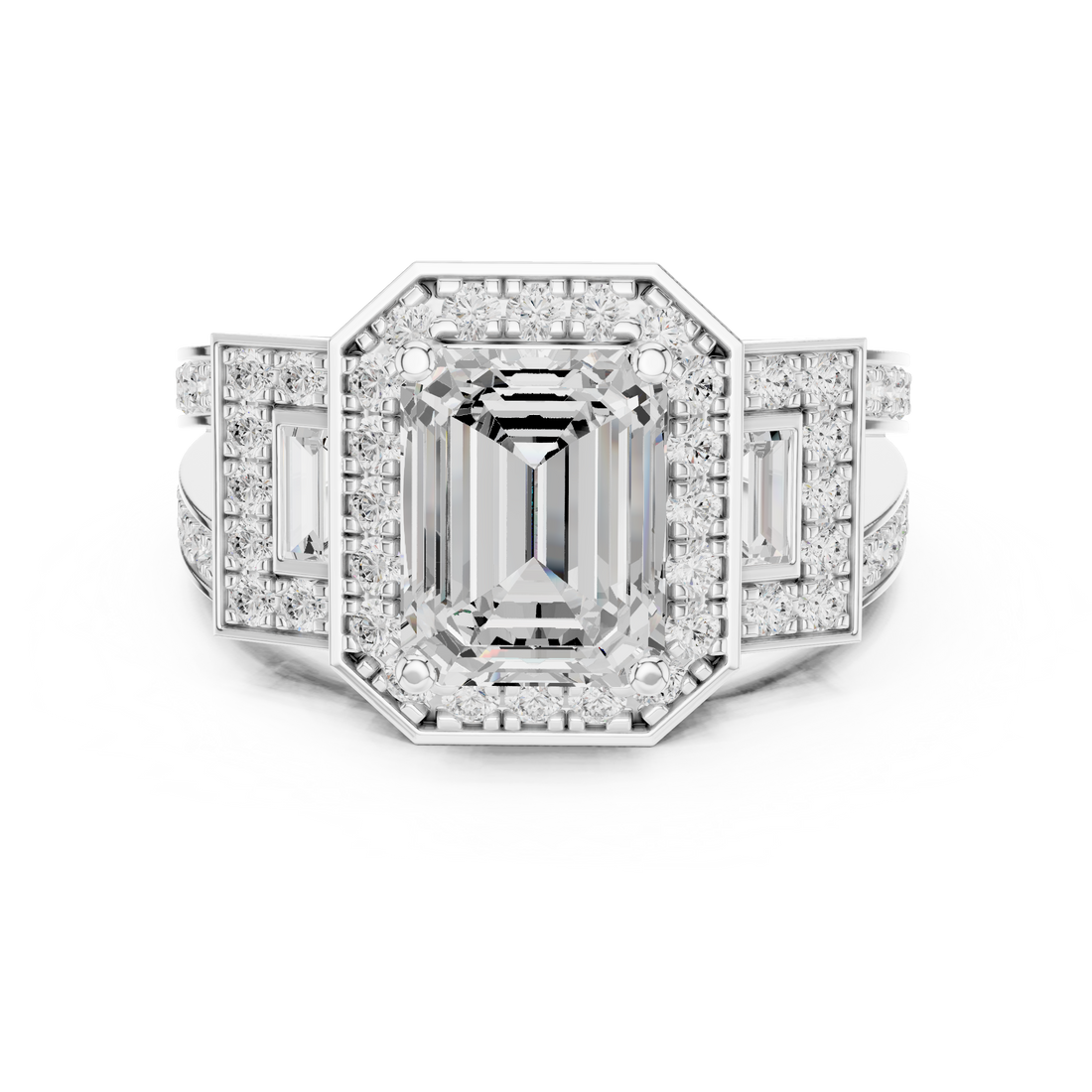 Halo Ring - Emerald | DDLR-1050 - Rose Gold