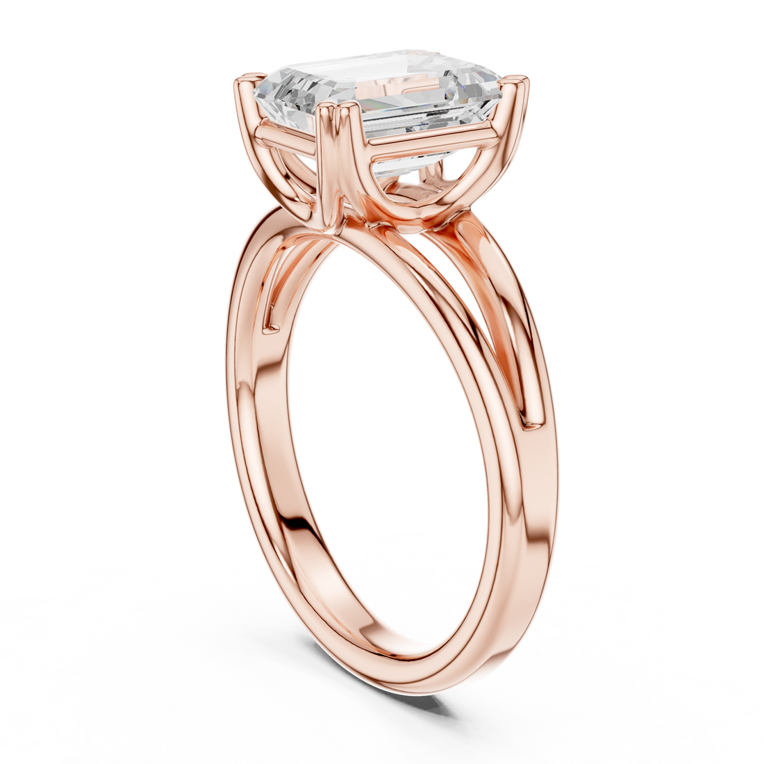 DDLR-094-EM - Solitaire Emerald Ring - White Gold