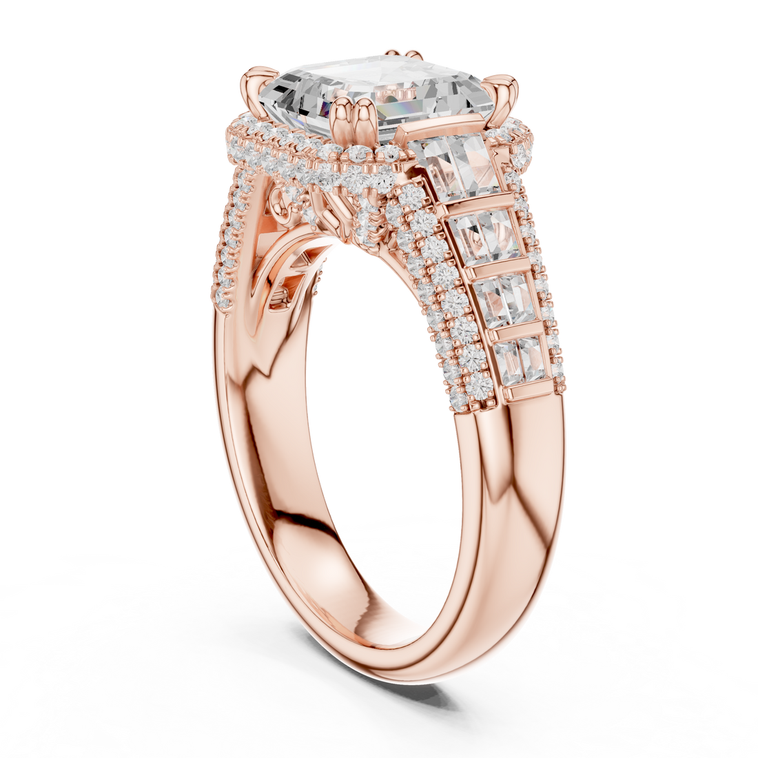 DDLR-262 - Halo Asscher Ring - White Gold