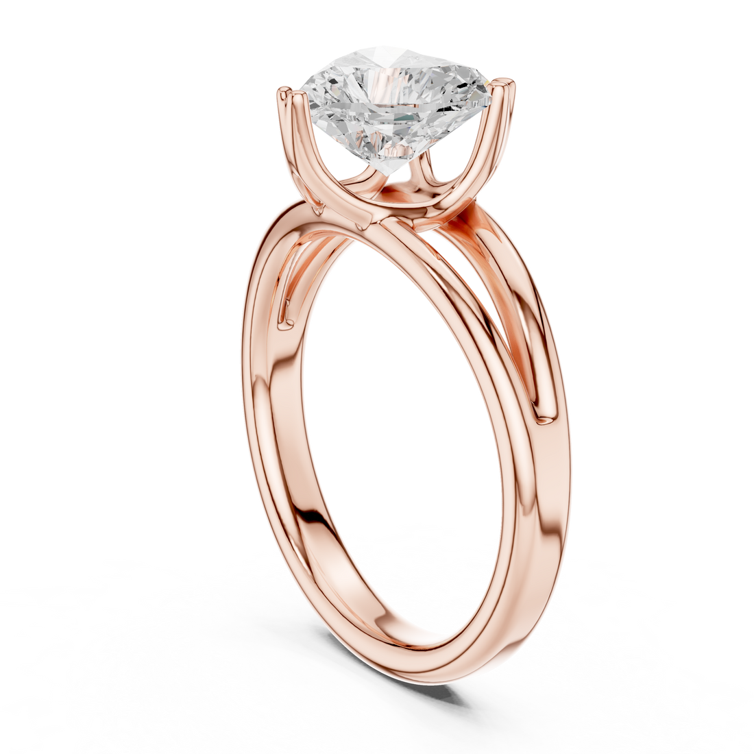 DDLR-094-HR - Split Shank Heart Ring - White Gold
