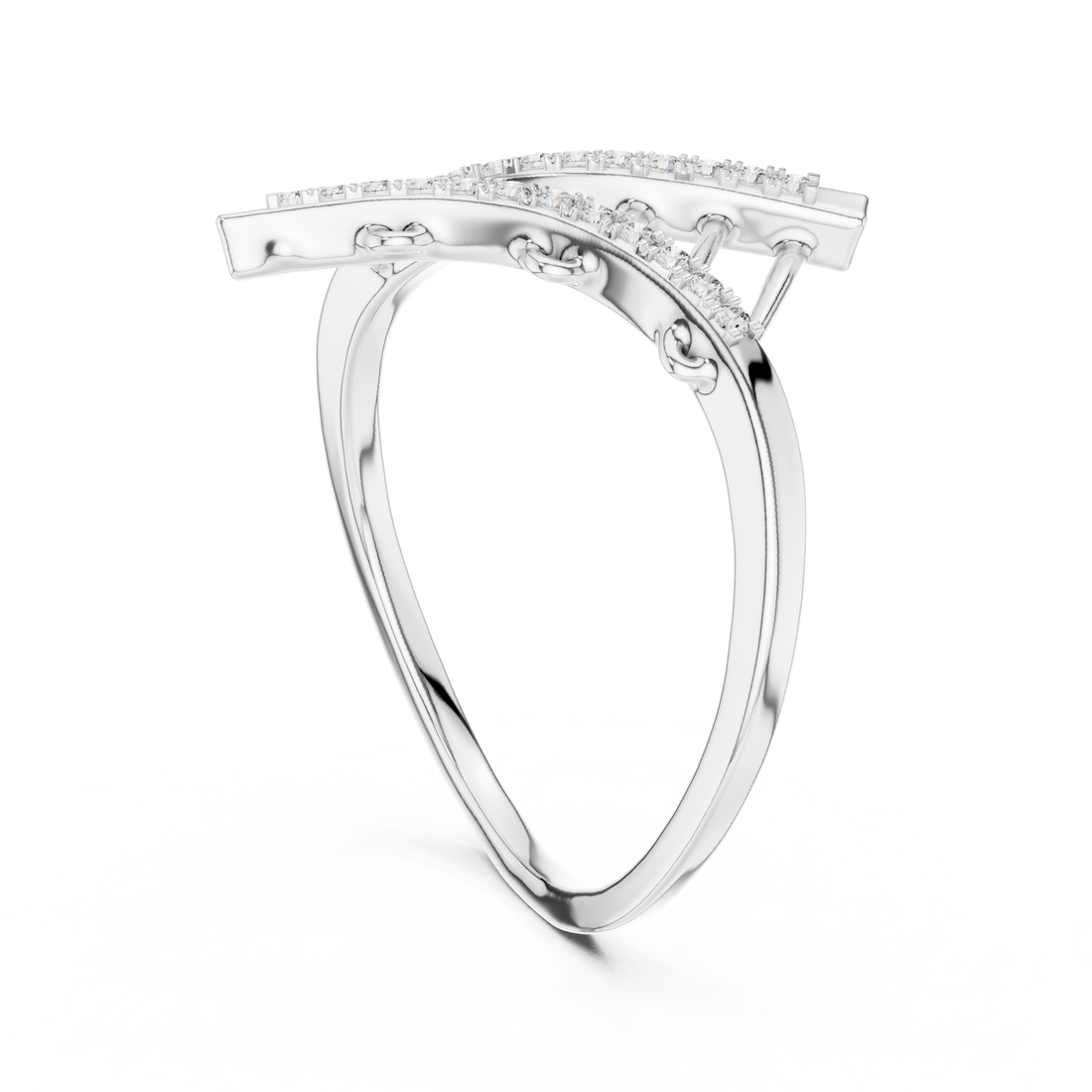 12#10042@L - Fashion None Ring - White Gold