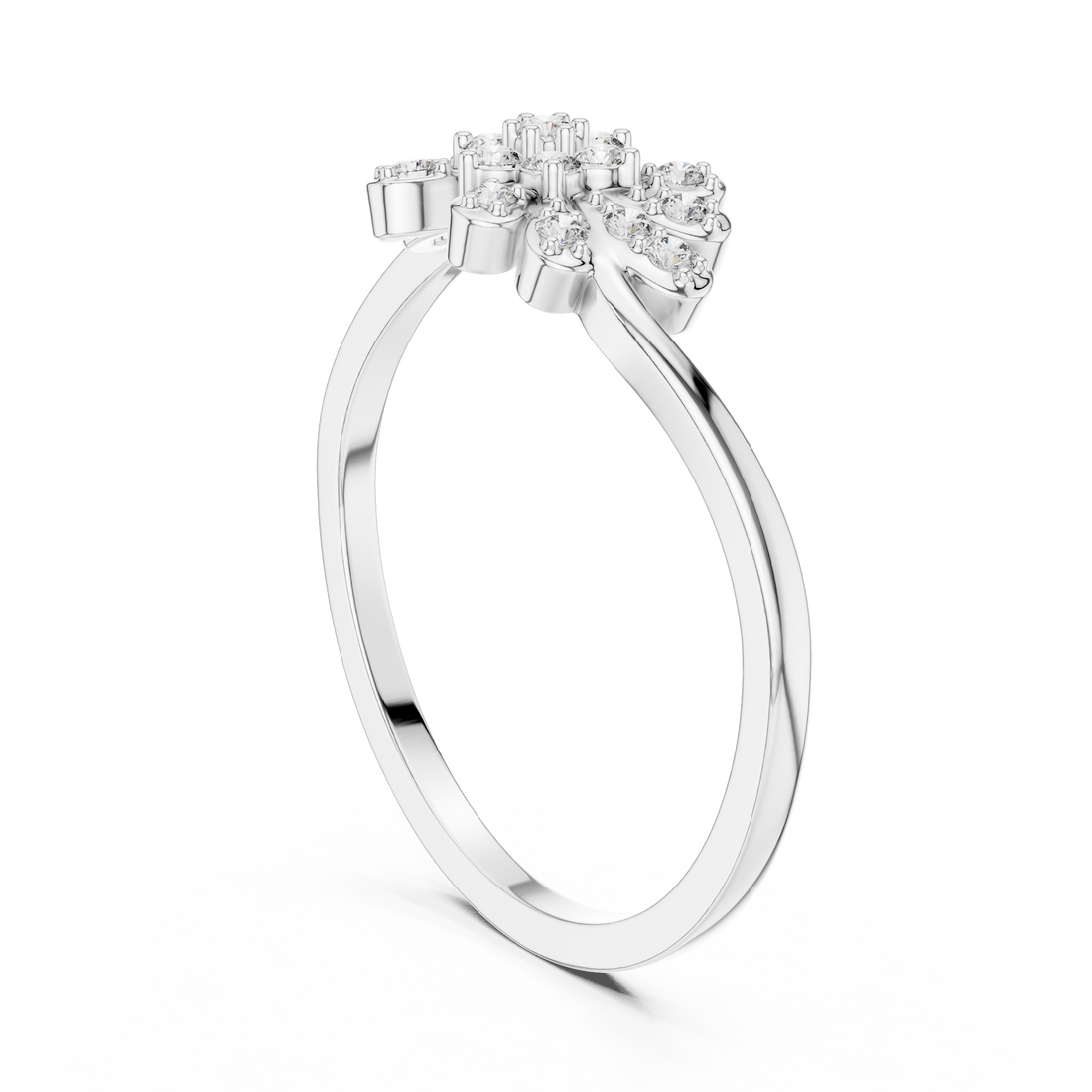 DR-6299 - Fashion Round Ring - White Gold