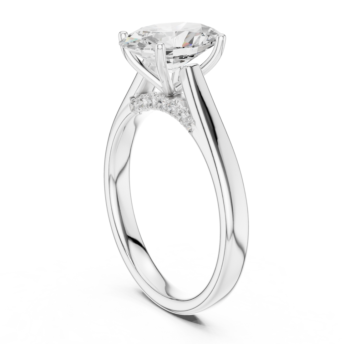 Solitaire Ring - Oval | 18 OV - White Gold