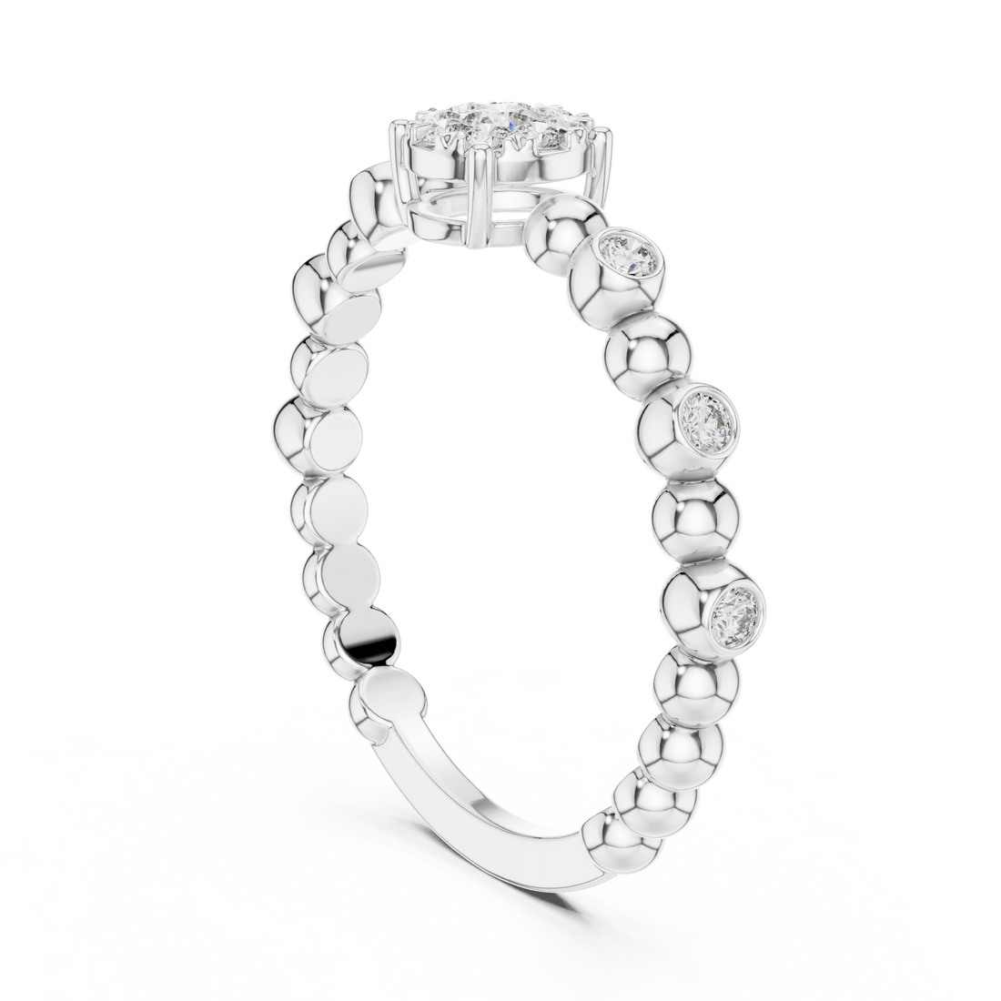 19#120010L - Fashion Round Ring - White Gold
